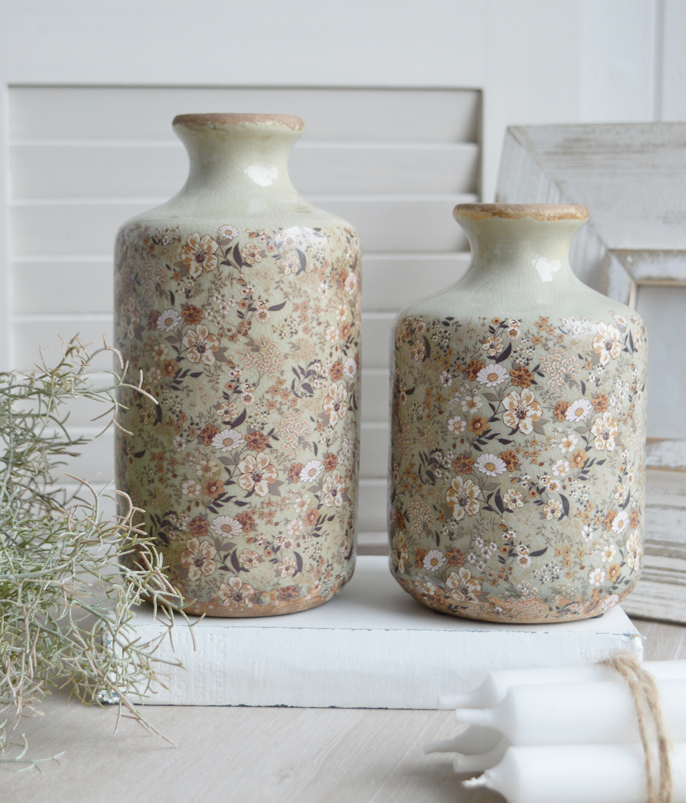 Peperell ceramic vases for New Enlgan interios when styling coastal and farmhouse homes