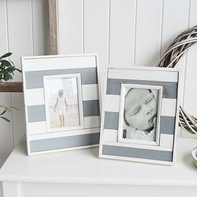 Weston White and Grey Photo Frame 6x4 photographs - portrait or landscape. White Furniture and home decor accessories for the New England styled home for all country, coastal and city houses