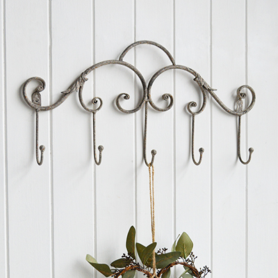 Baxter Vintaged Metal Coat Rack Hooks - Hamptons, Coastal and Farmhouse New England Interiors