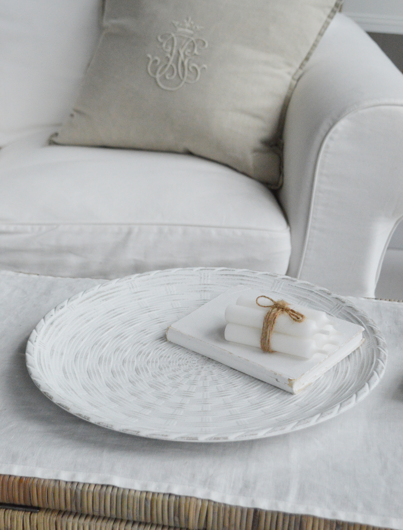 Berwick white washed Wooden Tray - Coffee Table Styling