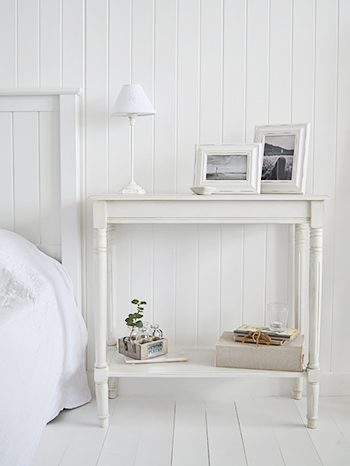 Large bedside table from The Colonial White range of furniture