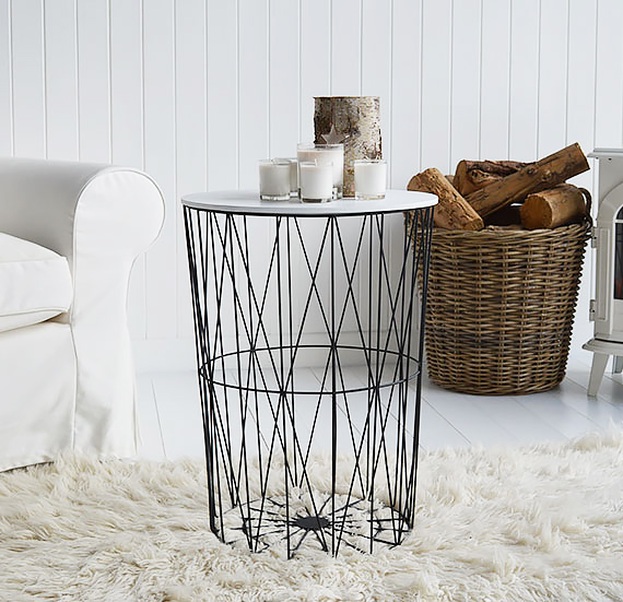 Geometric coffee table in monochrome black and white