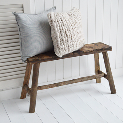 Brunswick Rustic Wooden  Bench - Coastal, Country Furniture Hall Furniture