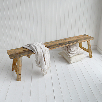 Elevate your Hamptons or coastal interior with this handcrafted Cape Cod driftwood wooden bench. Perfect for entryways, bedrooms, or beach houses. Natural, rustic charm with timeless style