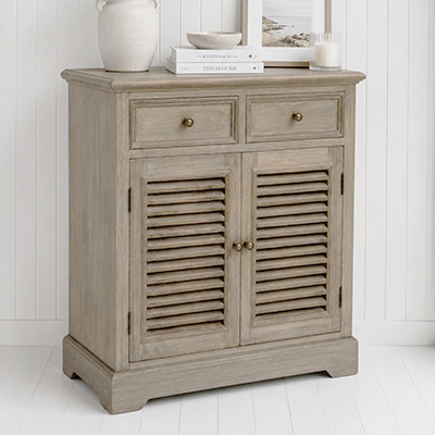 The Portsmouth Cabinet combines timeless coastal furniture styling with practical storage, making it perfect for New England, Hamptons and modern country interiors.