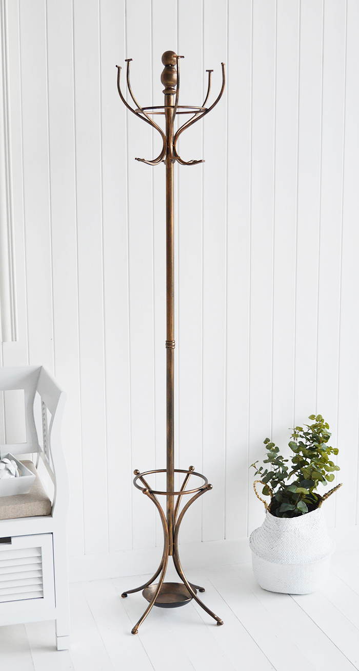 traditional antiqued copper coloured hat and coat stand form The White Lighthouse