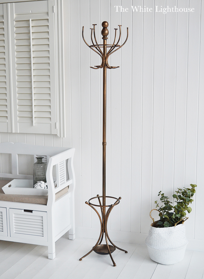 Traditional Bentwood style antiqued copper coloured hat and coat stand from The White Lighthouse Hallway furniture
