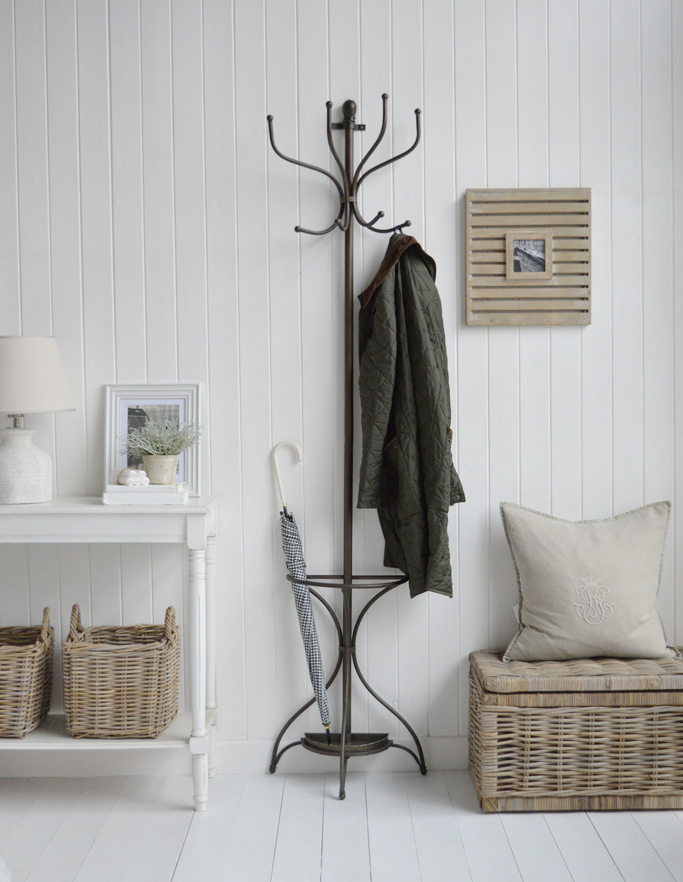 Wall mounted metal Bentwood coat stand. Elegant hall furniture