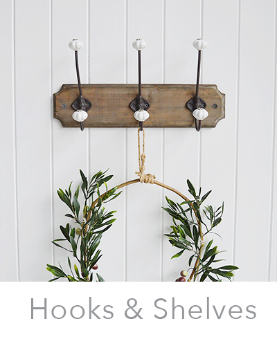 hooks and shelves for home storage