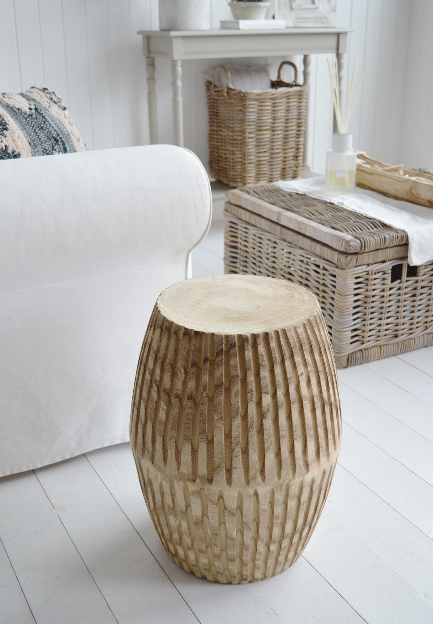 The Barker wooden side, lamp, or bedside table for coastal furniture from The White Lighthouse. new England and Hamptons interiors and furniture for beautiful homes in coastal and country home interiors