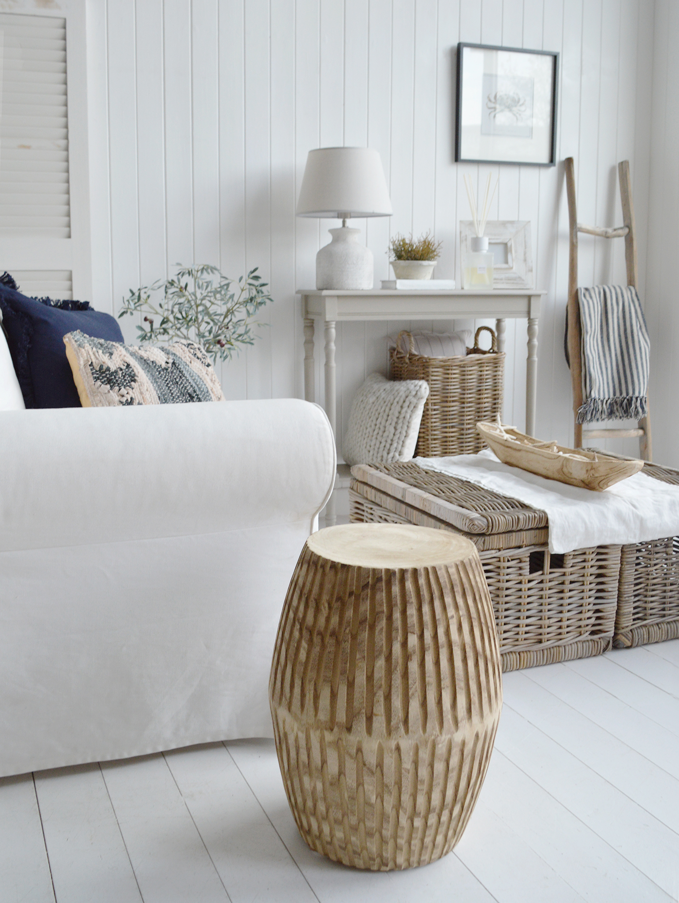 The Baster stool, a natural piece of furniture for a coastally inspired Hamptons room