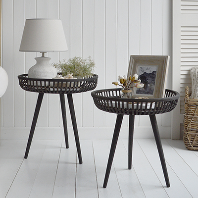 Brentwood set of two Rattan Tables. New England and Hamptons Coastal Furniture