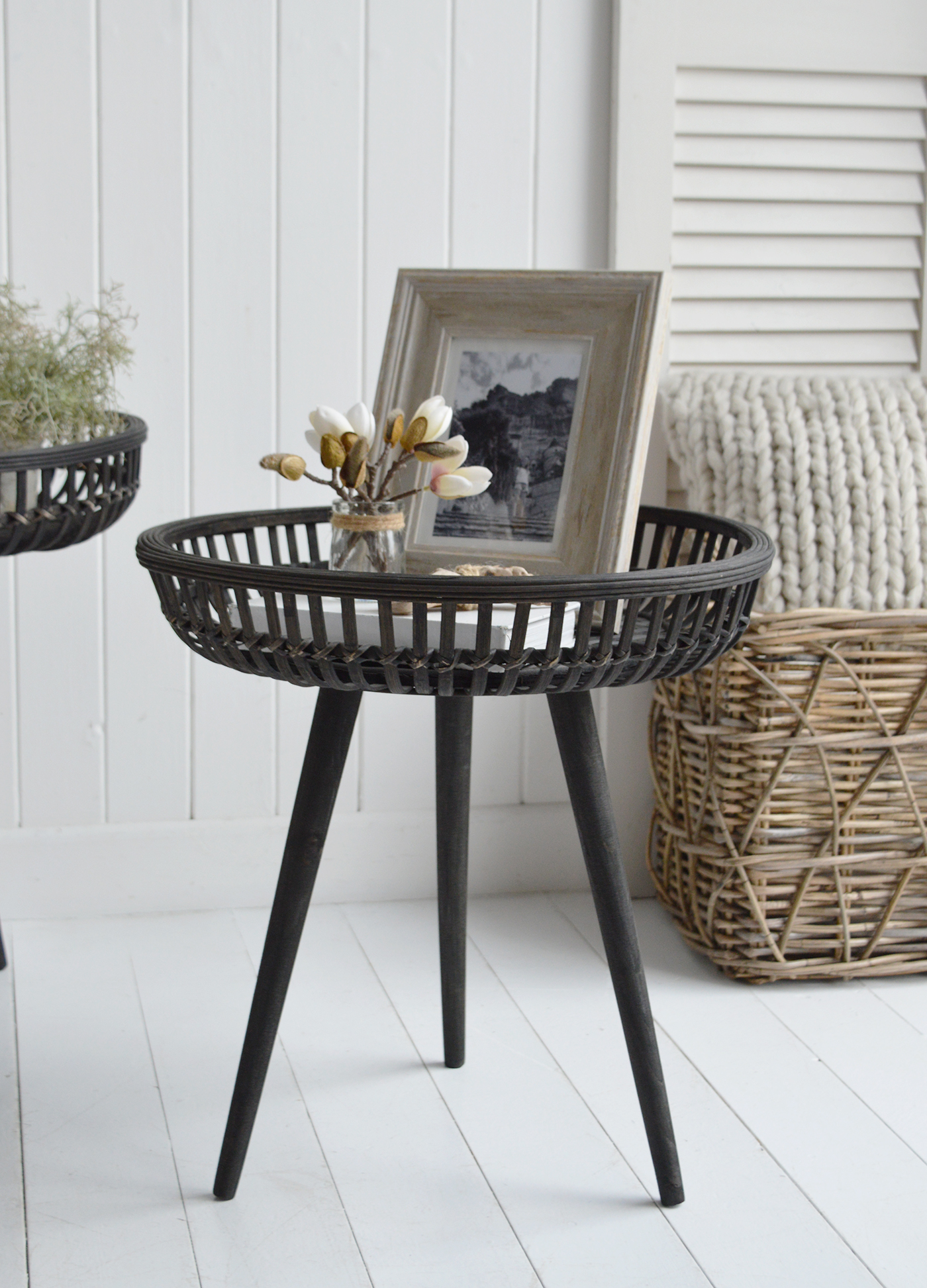 Brentwood Rattan Tables. New England Hamptons and Coastal Furniture