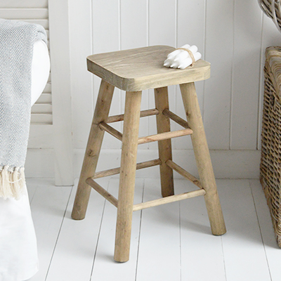 Pawtucket Decorative wood stool or New England furniture in coastal and country homes