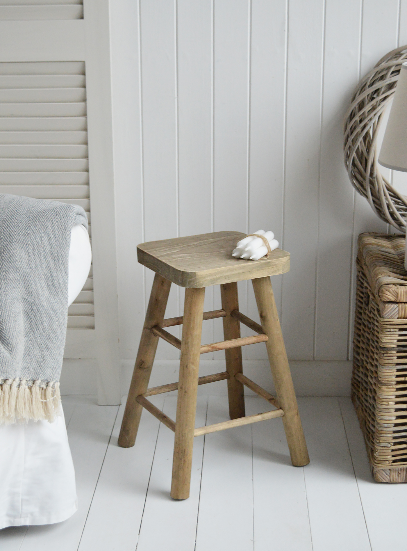 awtucket tall rustic wooden stool for coastal and country furniture 