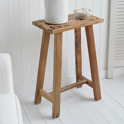 Peabody tall rustic wooden stool - New England Coastal and Modern Farmhouse Furniture