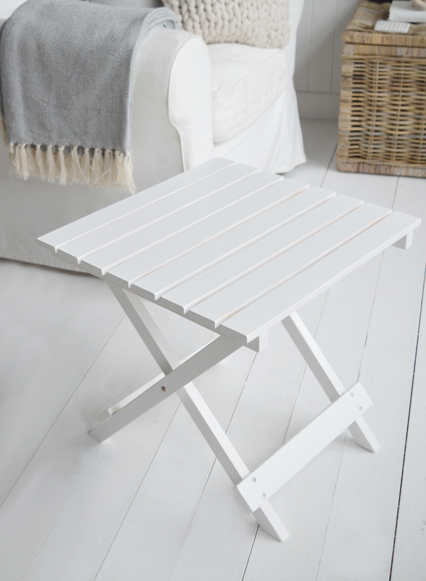 Portland Folding White wooden Table - New England Coastal and Modern Farmhouse Furniture and Interiors