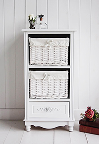 The Rose white bedside table with three drawers