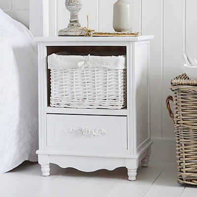 White Bedside Cabinet Rose White Table Bedroom Furniture